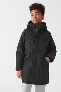 Непромокаемая парка-пальто с капюшоном из искусственного меха Next, черный