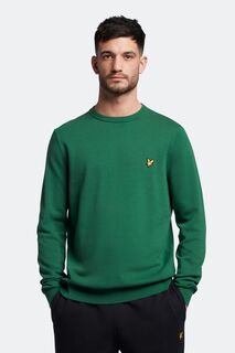 Зеленый хлопковый свитер с круглым вырезом Lyle &amp; Scott, зеленый
