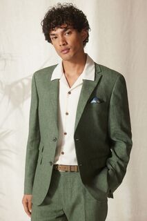 Пиджак из льняной смеси приталенного кроя Next, зеленый