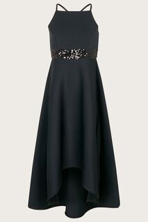 Черное выпускное платье из ткани скуба с пайетками Monsoon, черный