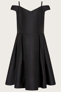 Черное платье для выпускного вечера Duchess из твила с открытыми плечами Monsoon, черный