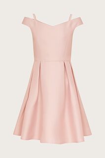 Розовое коктейльное платье Duchess с вырезом бардо из саржи Monsoon, розовый