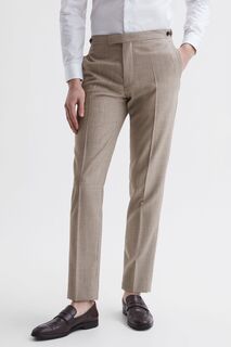 Шерстяные брюки с приталенным V-образным вырезом Reiss, коричневый