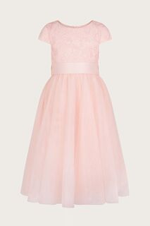 Розовое кружевное платье макси Alice Monsoon, розовый
