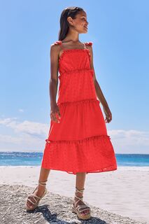 Многослойное платье макси с английской вышивкой Lipsy, красный