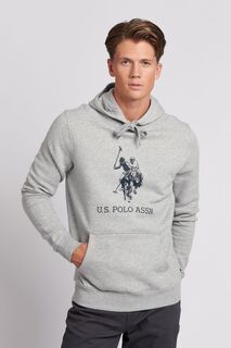 Мужская винтажная серая толстовка с капюшоном Heather Rider OH U.S. Polo Assn, серый