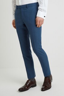 Синие фактурные летние брюки узкого кроя DKNY, синий