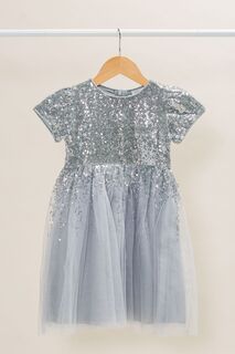 Платье из тюля с верхом расшитым пайетками Miss, серебряный
