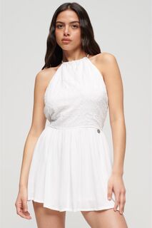 Вышитое мини-платье в винтажном стиле Superdry, белый