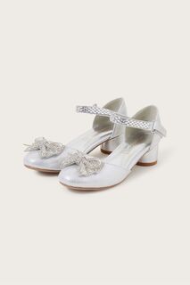 Серебряные туфли-двойки Lola Dazzle на высоком каблуке с бантом Monsoon, серебряный