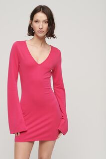 Облегающее мини-платье с расклешенными рукавами Superdry, розовый