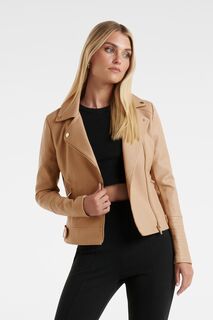 Байкерская куртка Heidi из полиуретана Forever New, коричневый