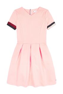 Розовое девичье платье Global Punto в полосатый узор Tommy Hilfiger, розовый