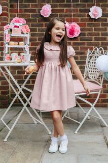 Розовое платье с рюшами от Harriet Trotters London, розовый