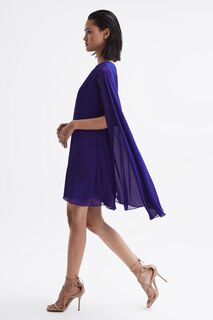 Мини-платье Fleur с прозрачными воздушными рукавами Reiss, фиолетовый