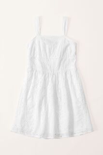 Белое пасхальное платье с цветочной вышивкой Abercrombie &amp; Fitch, белый