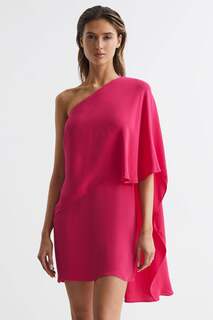 Мини-платье Blake на одно плечо с накидкой Reiss, розовый