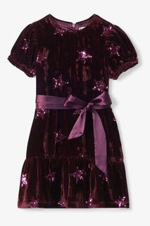 Розовое бархатное платье со звездами и пайетками Hatley, розовый