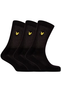 Комплект из трех пар черных спортивных носков Lyle &amp; Scott, черный
