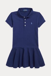 Платье-поло для девочки темно-синего цвета Polo Ralph Lauren, синий