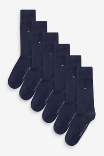 Комплект из 6 пар синих носков Tommy Hilfiger, синий