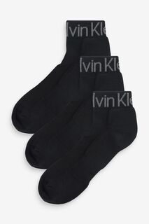 Набор из 3 черных носков с логотипом Calvin Klein, черный