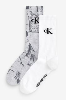 Комплект из 2 пар носков до середины икры с абстрактным принтом Calvin Klein, серый