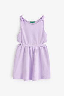 Фиолетовое платье в рубчик с вырезами Benetton, фиолетовый