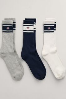 Комплект из 3 пар белых спортивных носков Gant Shield с логотипом GANT, синий