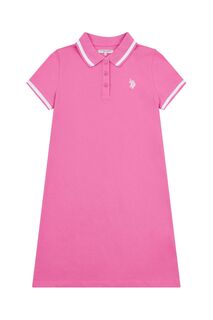 Розовое девичье платье-поло U.S. Polo Assn, розовый