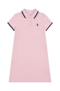 Розовое девичье платье-поло U.S. Polo Assn, розовый