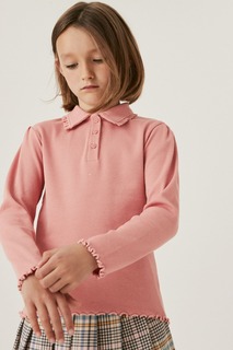 Блузка с длинными рукавами и рюшей на воротнике Next, розовый