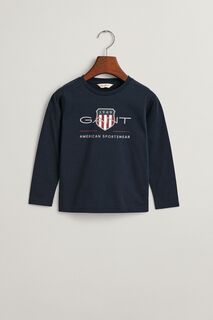 Футболка Gant с длинными рукавами и логотипом GANT, синий