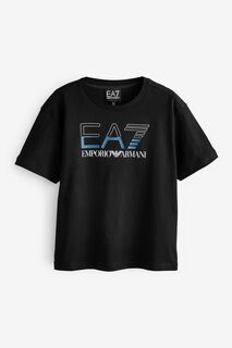 Футболка Emporio Armani для мальчиков с логотипом EA7, черный