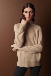Премиальный кашемировый свитер с водолазкой Next, коричневый
