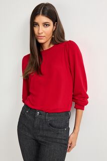 Мягкий мягкий свитер с круглым вырезом и декоративными рукавами Next, красный