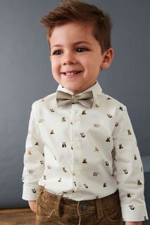 Элегантная рубашка с принтом и галстуком-бабочкой Next, белый