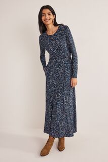 Платье миди из джерси с декоративной юбкой Boden, синий