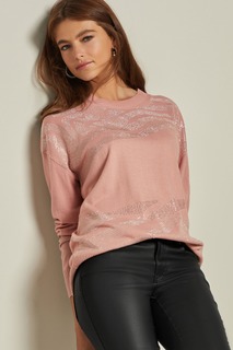 Длинный мягкий свитер-туника с длинными рукавами и V-образным вырезом Next, розовый