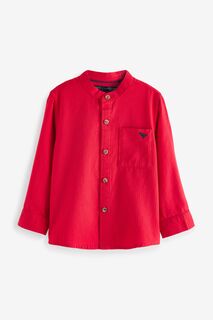 Рубашка с дедушкиным воротником и длинными рукавами Next, красный