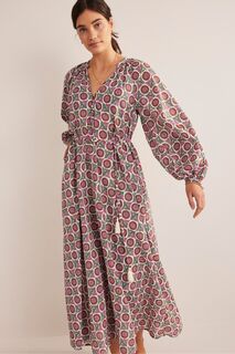 Платье-макси с рукавами реглан и V-образным вырезом Boden, розовый