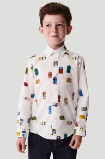 Рубашка для мальчика с длинными рукавами и вешалкой Принт Paul Smith, белый