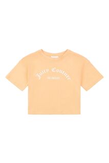 Белая футболка для девочек свободного кроя Juicy Couture, оранжевый