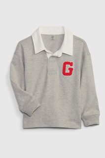 Рубашка-поло с длинными рукавами и логотипом Gap, серый