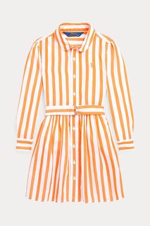 Оранжевое платье-рубашка для девочки Polo Ralph Lauren, оранжевый