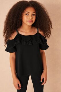 Полосатая блузка с декором из стразов Lipsy, черный