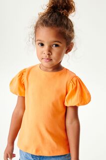 Хлопковая футболка с объемными рукавами Next, оранжевый