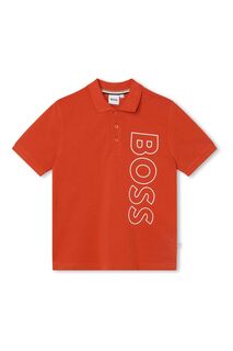 Оранжевая рубашка-поло с логотипом BOSS, оранжевый