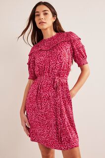 Мини-платье из трикотажа с декоративной кокеткой Boden, розовый