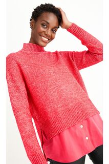 Многослойный свитер с высоким воротником и низом рубашки Next, красный